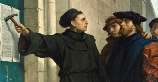 Luther schlägt die 95 Thesen an die Tür der Schlosskirche Wittenberg